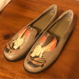 Men's Geisha Print Leather Slip-On Shoes